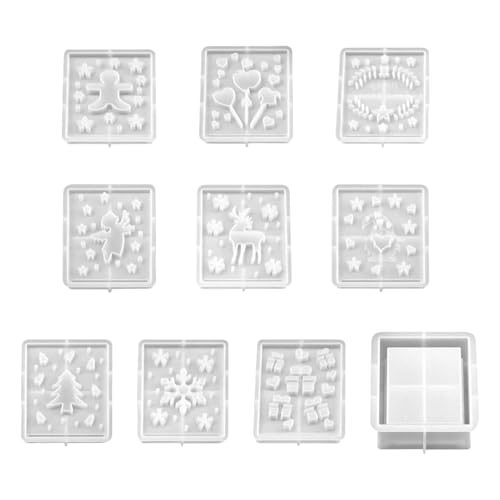 für Weihnachten - 10 Stück Gipsform Harz Box Weihnachten Tray | Mittelstück für Wachs Ton Zuckerpaste Haus Fenster von Generisch
