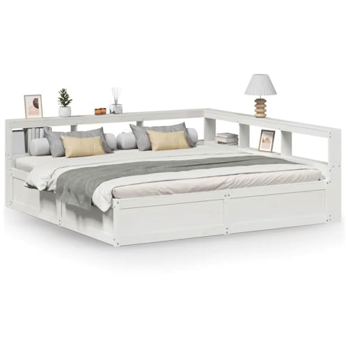 kangqiling Bettgestell mit Bücherregal ohne Matratze 180 x 200 cm aus Kiefernholz, 3324452 kangqiling Bettgestell mit Bücherregal ohne Matratze 180 x 200 cm aus Kiefernholz, 3324452 von Generisch