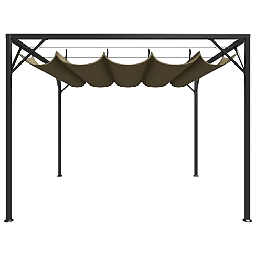 kangqiling Gartenpavillon mit einziehbarem Dach 3 x 3 m Taupe 180 g/m², Taupe, 312220 von Generisch