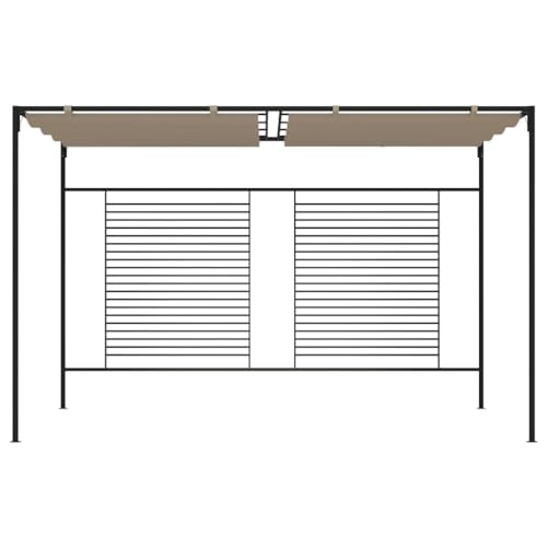 kangqiling Pavillon mit einziehbarem Dach 3 x 4 x 2,3 m Taupe 180 g/m², taupe, 313624 von Generisch