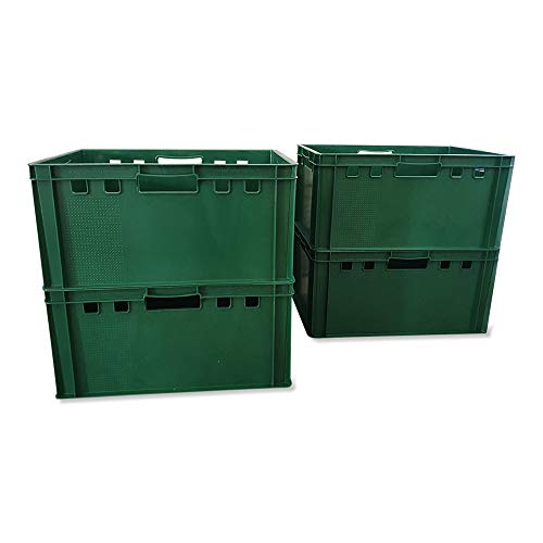 kanister-vertrieb® 4er Set E3-Kiste Eurobox Metzgerkiste Lagerbox 60x40x30 cm stabil für Lebensmittel geeignet (grün) von kanister-vertrieb