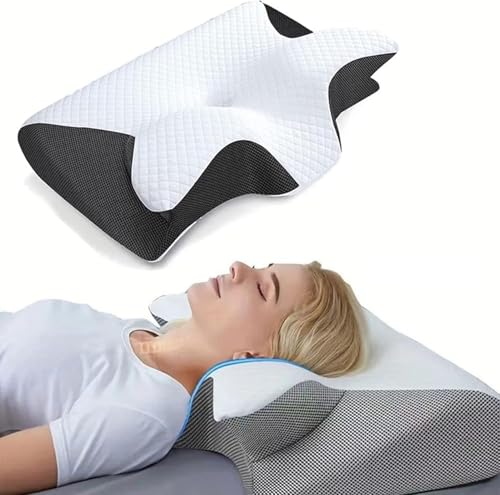 pillowdaddy Pillow Daddy Das Nacken - Therapiekissen Ergonomisches Memory Foam Kissen – Nackenstützkissen für Seiten, Rücken & Bauchschläfer (Schwarz, Kissen + Kissenbezug) von Generisch