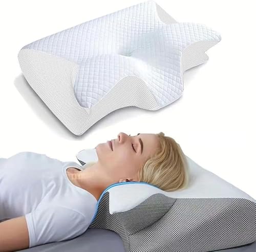pillowdaddy Pillow Daddy Das Nacken - Therapiekissen Ergonomisches Memory Foam Kissen – Nackenstützkissen für Seiten, Rücken & Bauchschläfer (Weiß, Kissen + Kissenbezug) von Generisch