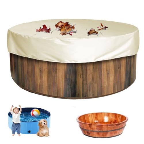 runde Abdeckung für Whirlpool, Whirlpools Abdeckung Rund Winterfest Wasserdicht Schutzhülle für Whirlpools für OutdoorPoolabdeckung Winter Abdeckplane für Spa Hot Tub mit Kordelzug -190 * 90cm||Beige von Generisch