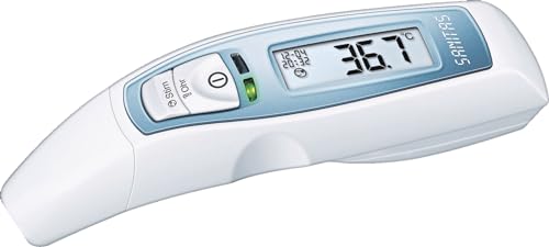 sanitas 6-in-1 Multifunktions Thermometer SFT 65 digital Stirn Ohr Objekt Datum Uhrzeit Fiberalarm von Generisch