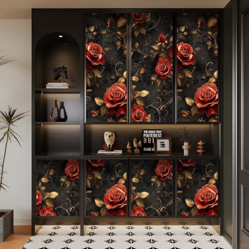 selbstklebende tapete 44wX100Lcm Rote Blüten Und Goldene Blätter selbstklebende tapete blumen Selbstklebendes Wanddekor für Wohnzimmer oder Schlafzimmer – langlebig,modern und rückstandsfrei selbstklebende tapete 44wX100Lcm Rote Blüten Und Goldene Blätter selbstklebende tapete blumen Selbstklebendes Wanddekor für Wohnzimmer oder Schlafzimmer – langlebig,modern und rückstandsfrei von Generisch