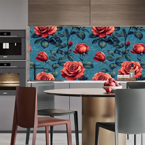 selbstklebende tapete 44wX100Lcm Vintage Rote Rose Mit Grünen Blättern selbstklebende tapete blumen Selbstklebendes Wanddekor für Wohnzimmer oder Schlafzimmer – langlebig,modern und rückstandsfrei selbstklebende tapete 44wX100Lcm Vintage Rote Rose Mit Grünen Blättern selbstklebende tapete blumen Selbstklebendes Wanddekor für Wohnzimmer oder Schlafzimmer – langlebig,modern und rückstandsfrei von Generisch