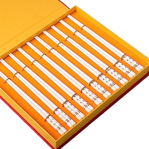 stäbchen zum essen sushi stäbchen 10-teiliges Doppel-Essstäbchen-Set aus Keramik, rutschfestes Essstäbchen-Set aus Knochenporzellan(Color:D,Size:25cm) von Generisch