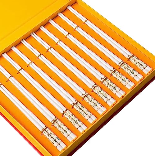 stäbchen zum essen sushi stäbchen 10-teiliges Doppel-Essstäbchen-Set aus Keramik, rutschfestes Essstäbchen-Set aus Knochenporzellan(Color:L,Size:25cm) von Generisch