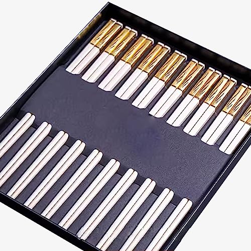 stäbchen zum essen sushi stäbchen 10-teiliges Essstäbchen-Set aus zwei Legierungen, 24 cm, rutschfeste und hochtemperaturbeständige Essstäbchen(Color:A,Size:24cm) von Generisch