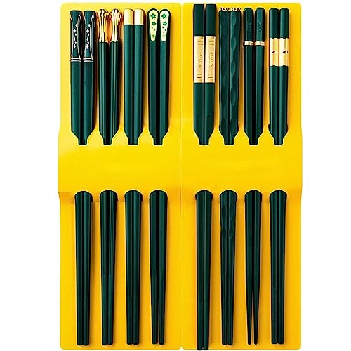stäbchen zum essen sushi stäbchen 24 cm große Essstäbchen aus Haushaltslegierung, rutschfeste Essstäbchen, leicht zu reinigen und hohe Temperaturbeständigkeit(Color:C,Size:8 pairs) von Generisch