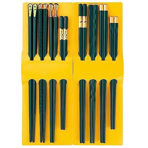 stäbchen zum essen sushi stäbchen 24 cm große Essstäbchen aus Haushaltslegierung, rutschfeste Essstäbchen, leicht zu reinigen und hohe Temperaturbeständigkeit(Color:E,Size:8 pairs) von Generisch