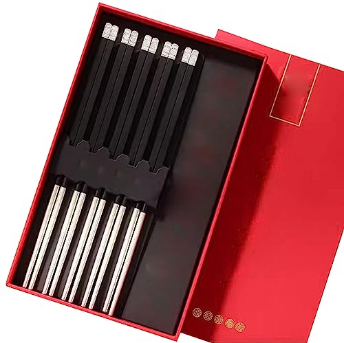 stäbchen zum essen sushi stäbchen 25 cm Sterling Silber Haushalts-Essstäbchen Rutschfestes wiederverwendbares Essstäbchen-Set(Color:G,Size:5 pairs) von Generisch
