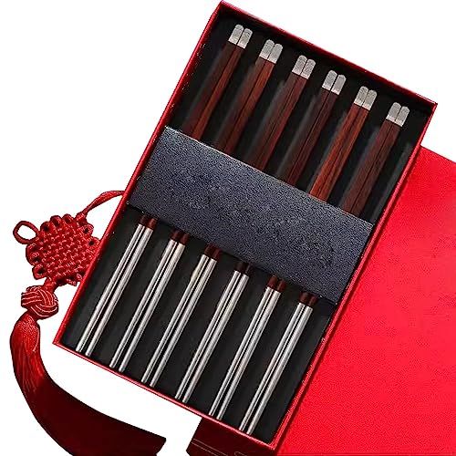 stäbchen zum essen sushi stäbchen 25 cm Sterling Silber Haushalts-Essstäbchen Rutschfestes wiederverwendbares Essstäbchen-Set(Color:I,Size:6 pairs) von Generisch