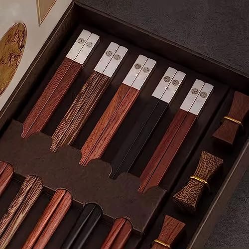 stäbchen zum essen sushi stäbchen 5 Paar vergoldete Essstäbchen-Geschenkbox, rutschfeste Essstäbchen für den Heimgebrauch(Color:D,Size:25cm) von Generisch