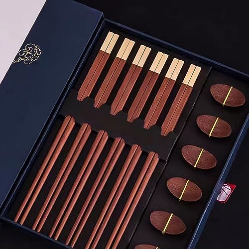 stäbchen zum essen sushi stäbchen 6 Paar chinesische Essstäbchen für den Heimgebrauch, rutschfeste Essstäbchen-Geschenkbox-Set(Color:B,Size:25cm) von Generisch