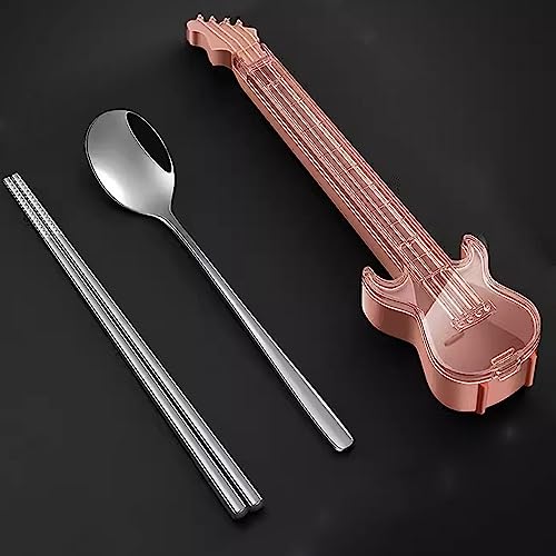 stäbchen zum essen sushi stäbchen Essstäbchen- und Löffelset aus Edelstahl, Aufbewahrungsbox für Gitarrenbesteck(Color:1,Size:) von Generisch