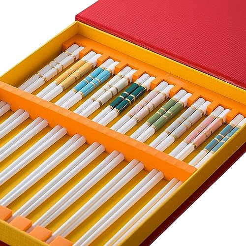 stäbchen zum essen sushi stäbchen Haushaltskeramik-Essstäbchen, 10 Paar rutschfeste Essstäbchen-Set aus Knochenporzellan(Color:B,Size:25cm) von Generisch