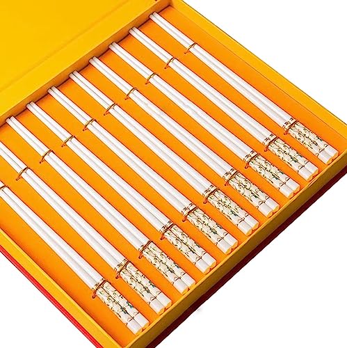 sushi stäbchen essstäbchen holz 10 doppelschichtige Keramik-Essstäbchen, hochtemperaturbeständig, 25 cm, wiederverwendbare Essstäbchen(Color:K,Size:25cm) von Generisch