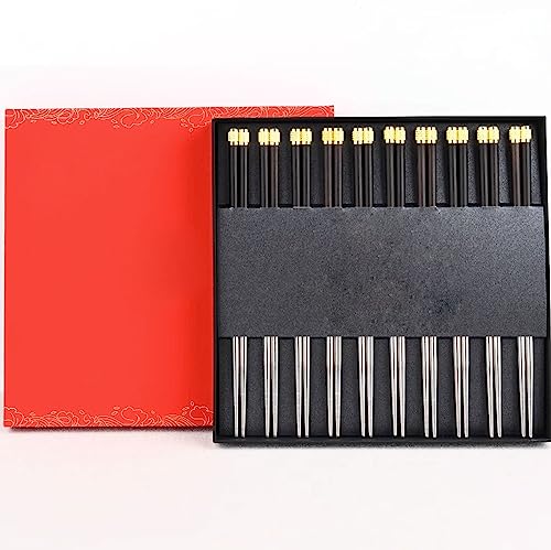sushi stäbchen essstäbchen holz 25 cm Essstäbchen im japanischen Stil, rutschfeste Essstäbchen aus Edelstahl für den Haushalt(Color:B,Size:10 pairs) von Generisch