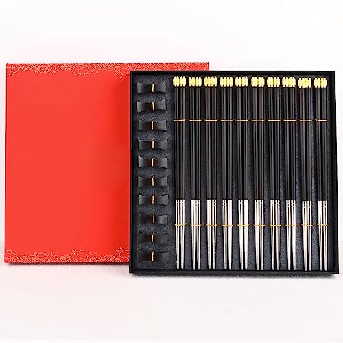 sushi stäbchen essstäbchen holz 25 cm Essstäbchen im japanischen Stil, rutschfeste Essstäbchen aus Edelstahl für den Haushalt(Color:C,Size:10 pairs) von Generisch