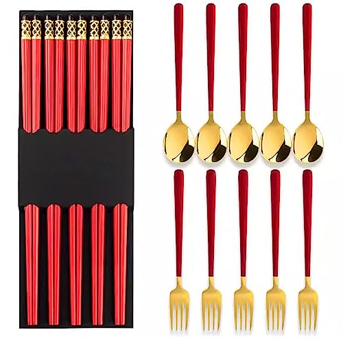 sushi stäbchen essstäbchen holz Essstäbchen-Set aus Legierung, rutschfeste Essstäbchen für den Haushalt, Polymer-Fiberglas-Essstäbchen(Color:C,Size:10 pairs) von Generisch