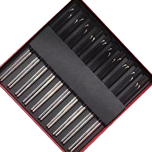 sushi stäbchen essstäbchen holz Silberne Essstäbchen, wiederverwendbare, rutschfeste Essstäbchen für Älteste, Führungs-Geschenkbox(Color:A,Size:25cm) von Generisch
