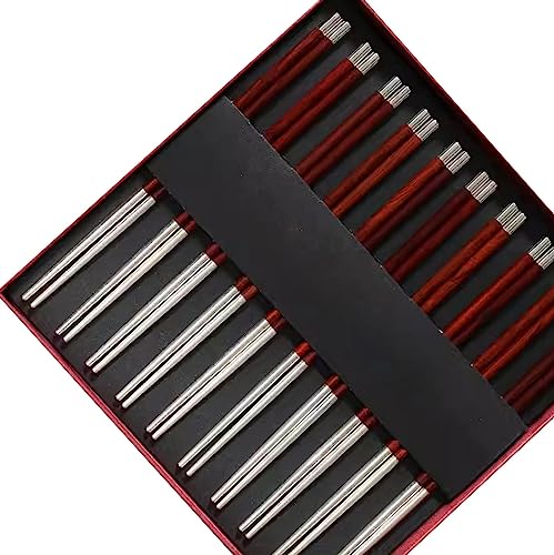 sushi stäbchen essstäbchen holz Silberne Essstäbchen, wiederverwendbare, rutschfeste Essstäbchen für Älteste, Führungs-Geschenkbox(Color:D,Size:25cm) von Generisch