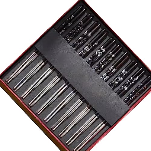 sushi stäbchen essstäbchen holz Silberne Essstäbchen, wiederverwendbare, rutschfeste Essstäbchen für Älteste, Führungs-Geschenkbox(Color:E,Size:25cm) von Generisch