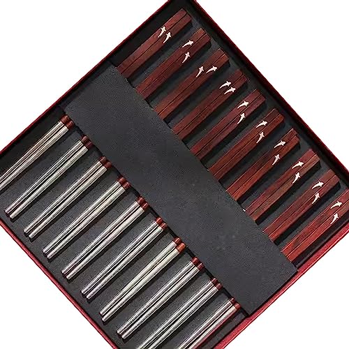 sushi stäbchen essstäbchen holz Silberne Essstäbchen, wiederverwendbare, rutschfeste Essstäbchen für Älteste, Führungs-Geschenkbox(Color:G,Size:25cm) von Generisch