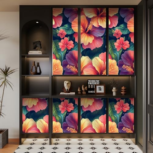 tapete selbstklebend 44wX1000Lcm Bunte Blumen Und Grüne Blätter tapete steinoptik Modernes Wanddesign für Arbeitszimmer oder Home Office – selbstklebend und rückstandslos entfernbar EBZ9-263325 von Generisch