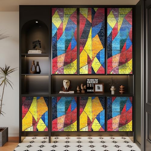 tapete selbstklebend 44wX1000Lcm Bunte Geometrische Graffiti-Kunst tapete steinoptik Modernes Wanddesign für Arbeitszimmer oder Home Office – selbstklebend und rückstandslos entfernbar EBZ9-261791 von Generisch