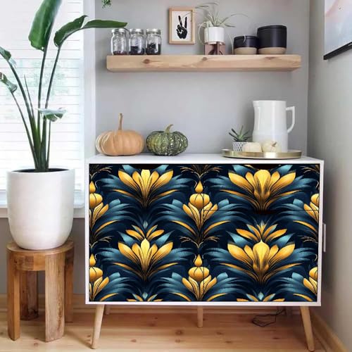 tapete selbstklebend 44wX1000Lcm Bunte Geometrische Retro-Blätter tapete steinoptik Modernes Wanddesign für Arbeitszimmer oder Home Office – selbstklebend und rückstandslos entfernbar EBZ9-260751 von Generisch