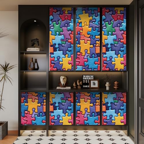 tapete selbstklebend 44wX1000Lcm Buntes ästhetisches Puzzle tapete steinoptik Modernes Wanddesign für Arbeitszimmer oder Home Office – selbstklebend und rückstandslos entfernbar EBZ9-263517 von Generisch