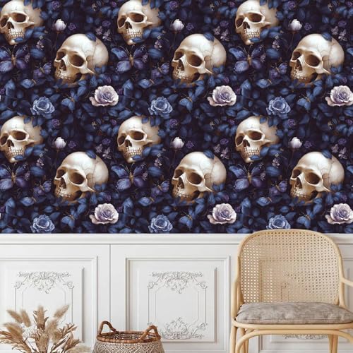 tapete selbstklebend 44wX1000Lcm Lila Blumen Schmetterling Totenkopf tapete steinoptik Modernes Wanddesign für Arbeitszimmer oder Home Office – selbstklebend und rückstandslos entfernbar EBZ9-263141 von Generisch