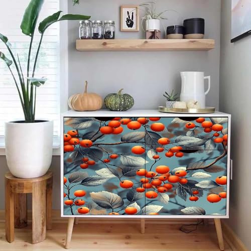 tapete selbstklebend 44wX1000Lcm Retro Rote Früchte Und Grüne Blätter tapete steinoptik Modernes Wanddesign für Arbeitszimmer oder Home Office – selbstklebend und rückstandslos entfernbar EBZ9-262064 von Generisch