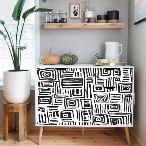 tapete selbstklebend 44wX1000Lcm Schwarz-weiße Geometrische Textur tapete steinoptik Modernes Wanddesign für Arbeitszimmer oder Home Office – selbstklebend und rückstandslos entfernbar EBZ9-260515 von Generisch