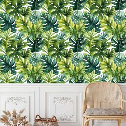tapete selbstklebend 44wX1000Lcm Tropische Schildkrötengrünblätter tapete steinoptik Modernes Wanddesign für Arbeitszimmer oder Home Office – selbstklebend und rückstandslos entfernbar EBZ9-262194 von Generisch