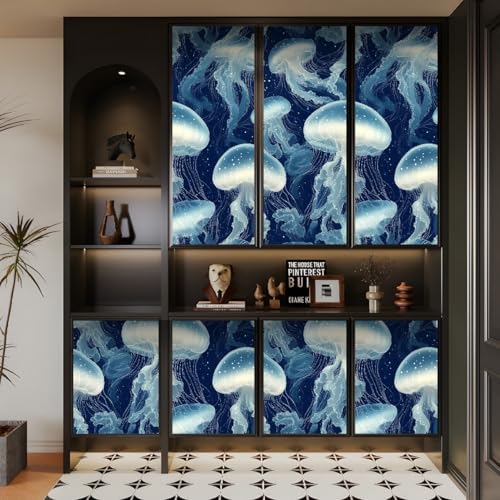 tapete selbstklebend 44wX1000Lcm Wunderschöne Quallen In Der Blauen Tiefsee tapete steinoptik Modernes Wanddesign für Arbeitszimmer oder Home Office – selbstklebend und rückstandslos entfernbar von Generisch