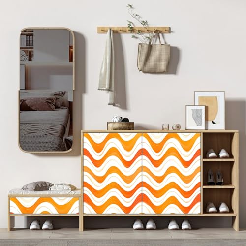 tapete selbstklebend 44wX100Lcm Orangefarbene Geometrische Textur raufasertapete weiß Pflegeleichtes Wanddesign für Küche oder Bad – feucht abwischbar und langlebig EBZ9-263469 von Generisch