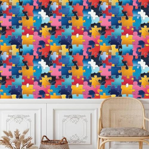tapete selbstklebend 44wX300Lcm Buntes ästhetisches Puzzle tapetenkleister vliestapete Hochwertiges Wandbild für Mietwohnungen – ideal zur schnellen Raumgestaltung ohne Bohren EBZ9-263531 von Generisch