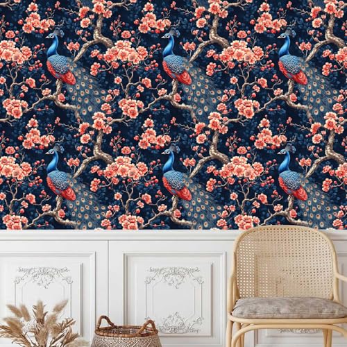 tapete selbstklebend 44wX300Lcm Rote Blumen Pfau tapete selbstklebend Wanddekor für kleine Räume – platzsparende Lösung mit großer Wirkung, ideal für jedes Zuhause EBZ9-262756 tapete selbstklebend 44wX300Lcm Rote Blumen Pfau tapete selbstklebend Wanddekor für kleine Räume – platzsparende Lösung mit großer Wirkung, ideal für jedes Zuhause EBZ9-262756 von Generisch