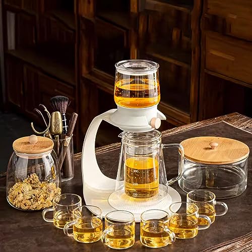 teekanne mit tasse türkische teekanne Automatisches Lazy-Teeset aus Glas, Haushaltsteezubereitung, Kung-Fu-Teetasse, Teekannen-Set(Color:E,Size:) von Generisch
