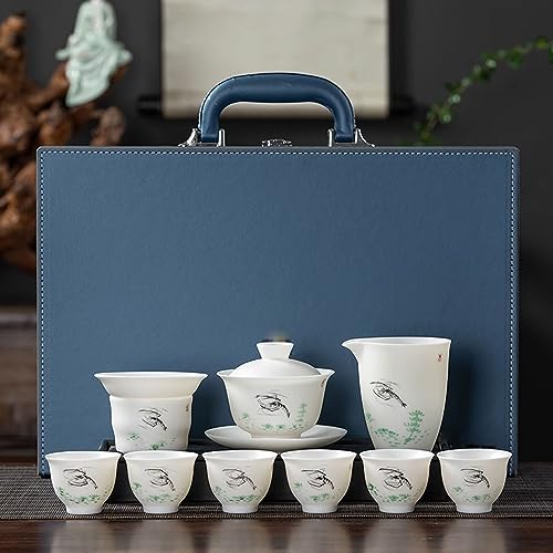 teekanne mit tasse türkische teekanne Handbemaltes Tee-Set aus Eistalg-Jade-weißem Porzellan, Kung-Fu-Tee-Set aus weißem Porzellan für den Haushalt(Color:K,Size:) von Generisch