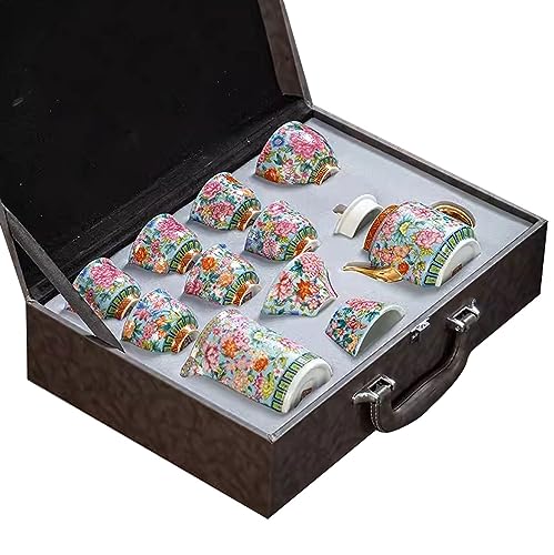 teekanne mit tasse türkische teekanne Leichtes, luxuriöses Teeservice aus Sterlingsilber, Teetasse aus Porzellan mit vergoldeter Emaille(Color:B,Size:) von Generisch