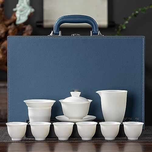 teekanne mit tasse türkische teekanne Suet Jade Weißes Porzellan-Teeset mit Schüssel, reines handbemaltes Kung-Fu-Teeset(Color:1,Size:) von Generisch
