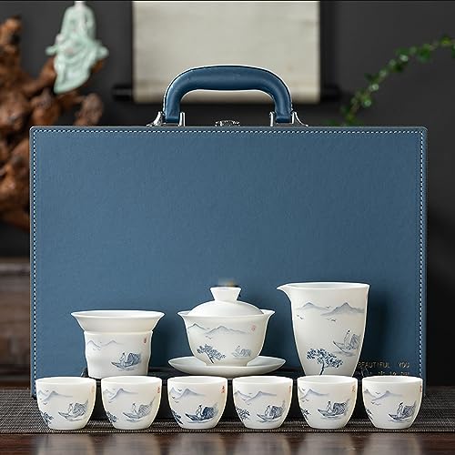 teekanne mit tasse türkische teekanne Suet Jade Weißes Porzellan-Teeset mit Schüssel, reines handbemaltes Kung-Fu-Teeset(Color:12,Size:) von Generisch