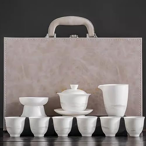teekanne mit tasse türkische teekanne Suet Jade weißes Porzellan-Kung-Fu-Teeset, Haushalts-Gaiwan-Teeset-Geschenkbox-Set(Color:A,Size:) von Generisch