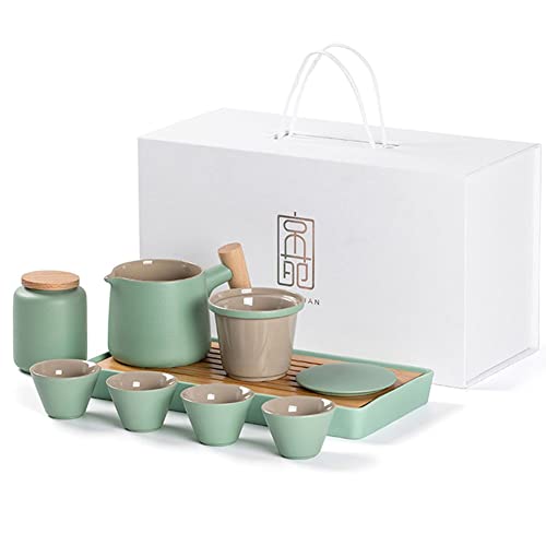 türkische teekanne teeservice teekanne mit tasse Kungfu-Teeset aus Keramik, Reise-Teeset mit tragbarer Teekanne/Teetassen/Teedose/Teetablett und Reisetasche(Color:C,Size:) von Generisch