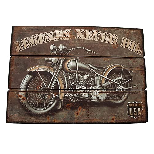 Shabby Vintage Holzbild Motorrad Bike Legends Never Die Deko Wandbild 50x70 cm von Generisches